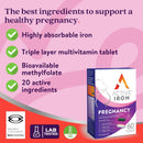 Active Iron Pregnancy | 30 x 25 mg Iron Capsules & 30 x Triple Layer Multivitamin Tablet | 30 Day Supply