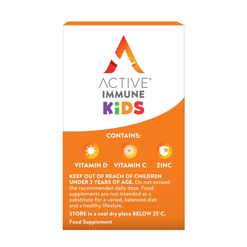 Active Immune for Kids | Vitamins D C and Zinc | Vitamins for Kids Immune System | 60 Orange Flavoured Chews