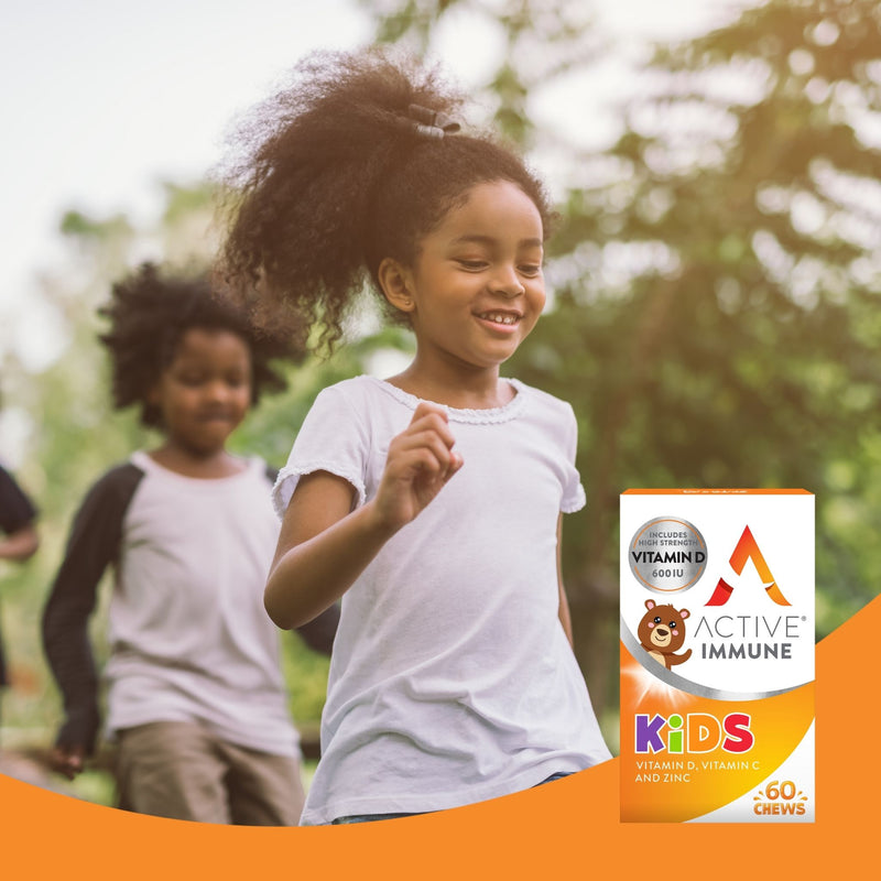 Active Immune for Kids | Vitamins D C and Zinc | Vitamins for Kids Immune System | 60 Orange Flavoured Chews